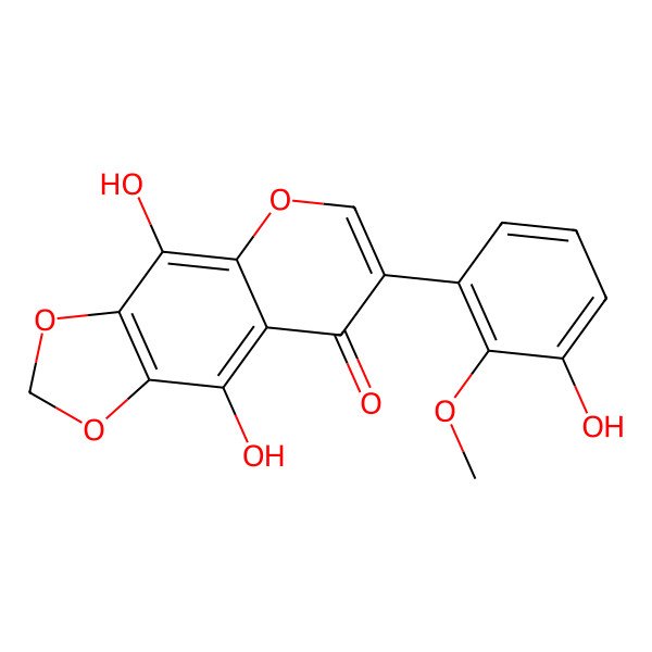 2D Structure of 4,9-Dihydroxy-7-(3-hydroxy-2-methoxyphenyl)-[1,3]dioxolo[4,5-g]chromen-8-one
