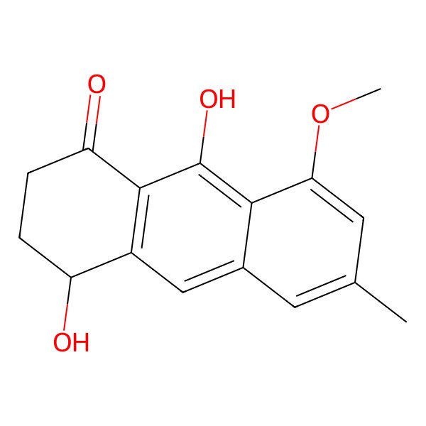 2D Structure of 4,9-dihydroxy-8-methoxy-6-methyl-3,4-dihydro-2H-anthracen-1-one