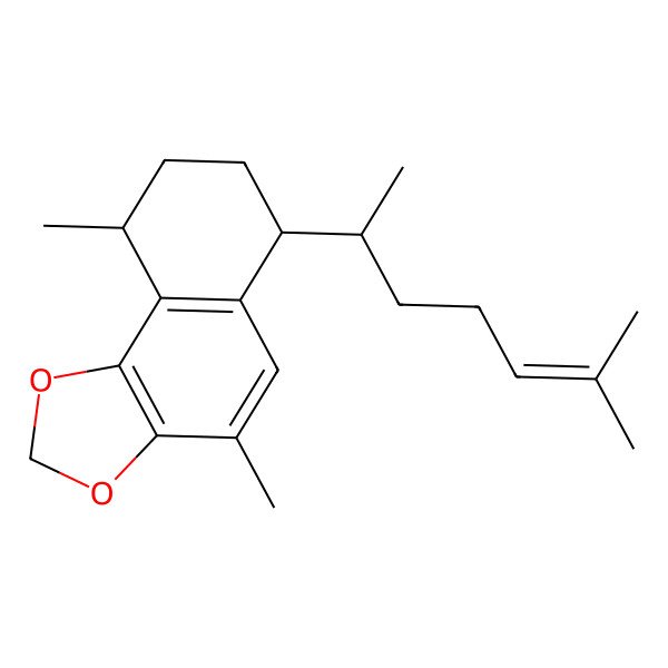 2D Structure of 4,9-Dimethyl-6-(6-methylhept-5-en-2-yl)-6,7,8,9-tetrahydrobenzo[g][1,3]benzodioxole