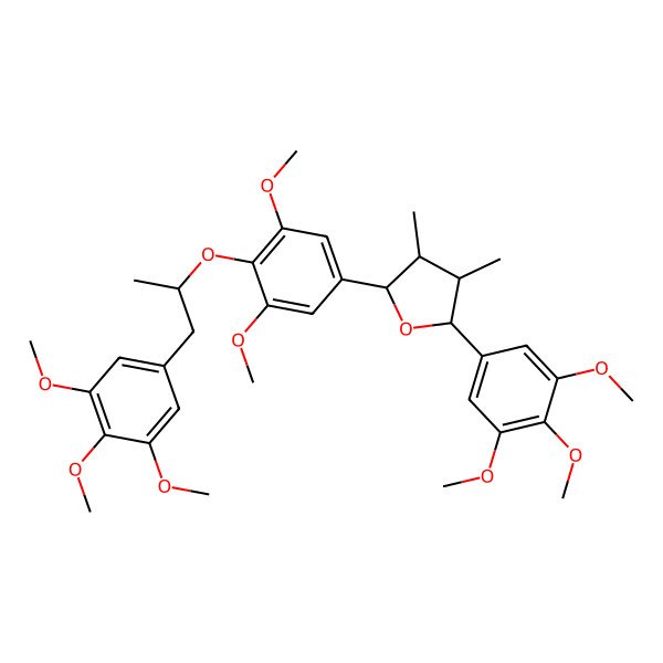 2D Structure of 2-[3,5-Dimethoxy-4-[1-(3,4,5-trimethoxyphenyl)propan-2-yloxy]phenyl]-3,4-dimethyl-5-(3,4,5-trimethoxyphenyl)oxolane