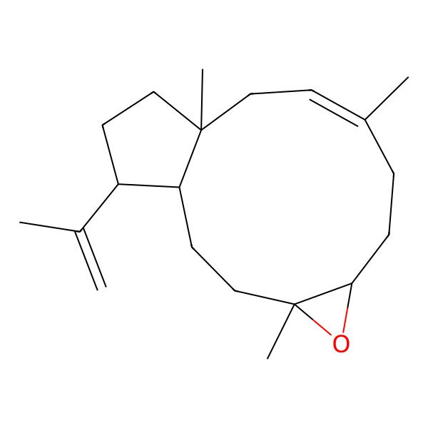 2D Structure of 4,9,12-Trimethyl-15-prop-1-en-2-yl-5-oxatricyclo[10.3.0.04,6]pentadec-9-ene