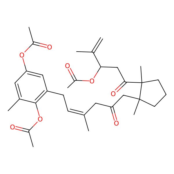 2D Structure of [4-acetyloxy-3-[(E)-6-[(1R,2R)-2-[(3S)-3-acetyloxy-4-methylpent-4-enoyl]-1,2-dimethylcyclopentyl]-3-methyl-5-oxohex-2-enyl]-5-methylphenyl] acetate
