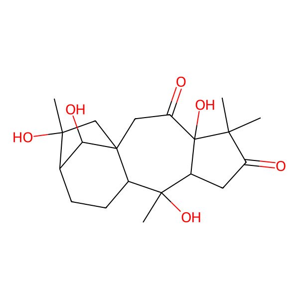 2D Structure of 4,9,14,16-Tetrahydroxy-5,5,9,14-tetramethyltetracyclo[11.2.1.01,10.04,8]hexadecane-3,6-dione