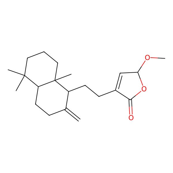 2D Structure of (2S)-4-[2-[(1S,4aS,8aS)-5,5,8a-trimethyl-2-methylidene-3,4,4a,6,7,8-hexahydro-1H-naphthalen-1-yl]ethyl]-2-methoxy-2H-furan-5-one