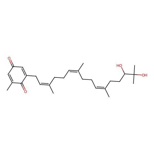 2D Structure of 2-(14,15-Dihydroxy-3,7,11,15-tetramethylhexadeca-2,6,10-trienyl)-6-methylcyclohexa-2,5-diene-1,4-dione