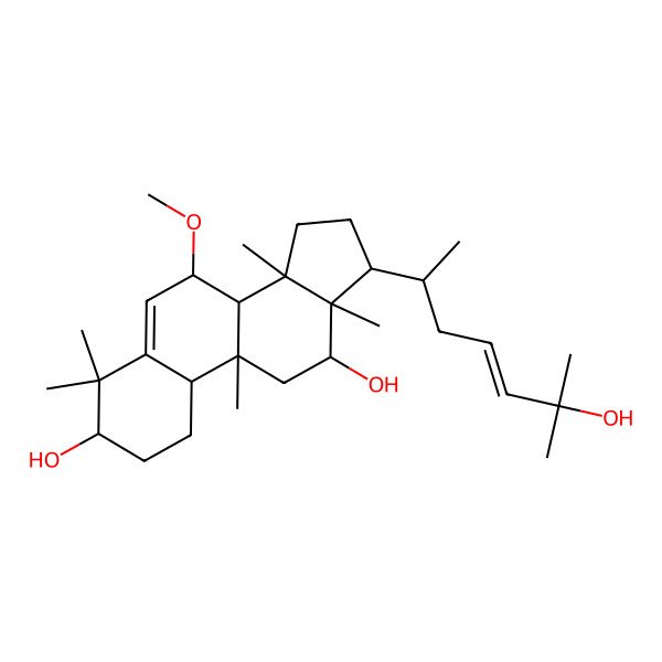 2D Structure of 17-(6-hydroxy-6-methylhept-4-en-2-yl)-7-methoxy-4,4,9,13,14-pentamethyl-2,3,7,8,10,11,12,15,16,17-decahydro-1H-cyclopenta[a]phenanthrene-3,12-diol