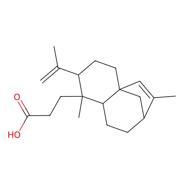 2D Structure of 3-[(1S,4R,5R,6S,9R)-5,10-dimethyl-4-prop-1-en-2-yl-5-tricyclo[7.2.1.01,6]dodec-10-enyl]propanoic acid