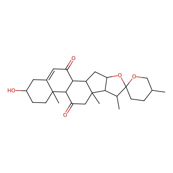 2D Structure of 16-Hydroxy-5',7,9,13-tetramethylspiro[5-oxapentacyclo[10.8.0.02,9.04,8.013,18]icos-18-ene-6,2'-oxane]-11,20-dione