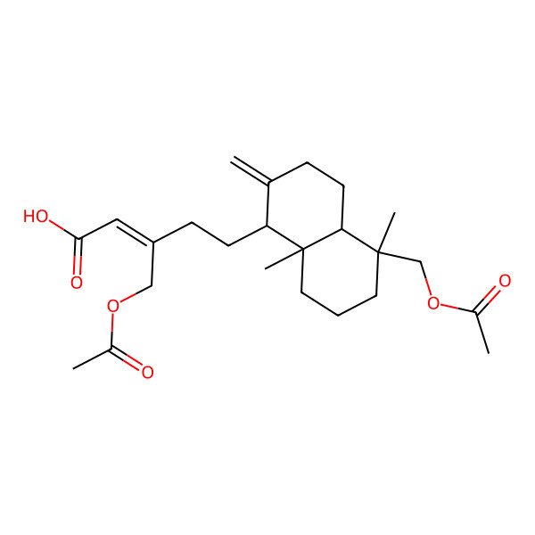 2D Structure of (Z)-5-[(1R,4aS,5R,8aS)-5-(acetyloxymethyl)-5,8a-dimethyl-2-methylidene-3,4,4a,6,7,8-hexahydro-1H-naphthalen-1-yl]-3-(acetyloxymethyl)pent-2-enoic acid