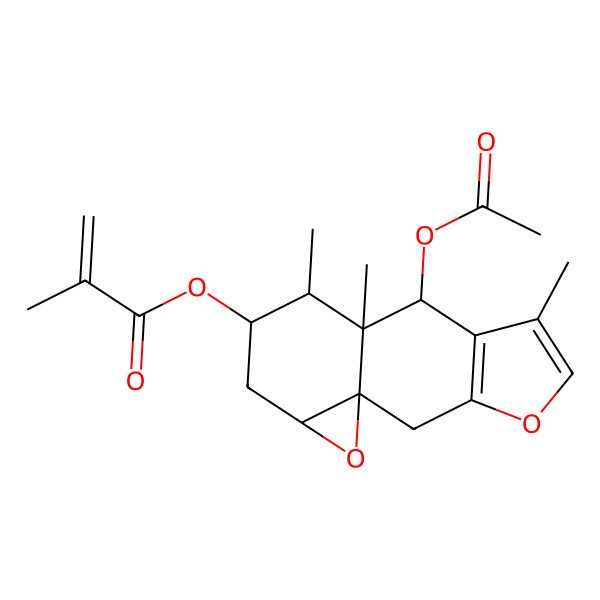2D Structure of [(1S,8S,9S,10R,11R,13R)-8-acetyloxy-6,9,10-trimethyl-4,14-dioxatetracyclo[7.5.0.01,13.03,7]tetradeca-3(7),5-dien-11-yl] 2-methylprop-2-enoate