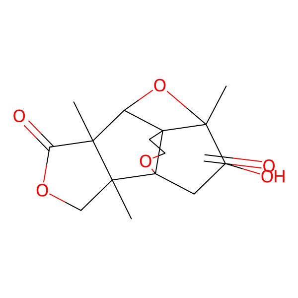 2D Structure of (1S,2S,6S,7R,9S,10S,15S)-15-hydroxy-2,6,9-trimethyl-4,8,13-trioxapentacyclo[7.4.2.01,10.02,6.07,10]pentadecane-5,12-dione