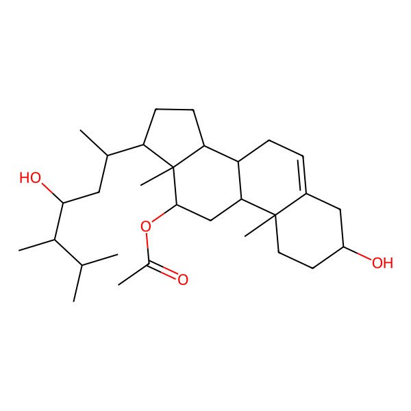 2D Structure of [3-hydroxy-17-(4-hydroxy-5,6-dimethylheptan-2-yl)-10,13-dimethyl-2,3,4,7,8,9,11,12,14,15,16,17-dodecahydro-1H-cyclopenta[a]phenanthren-12-yl] acetate