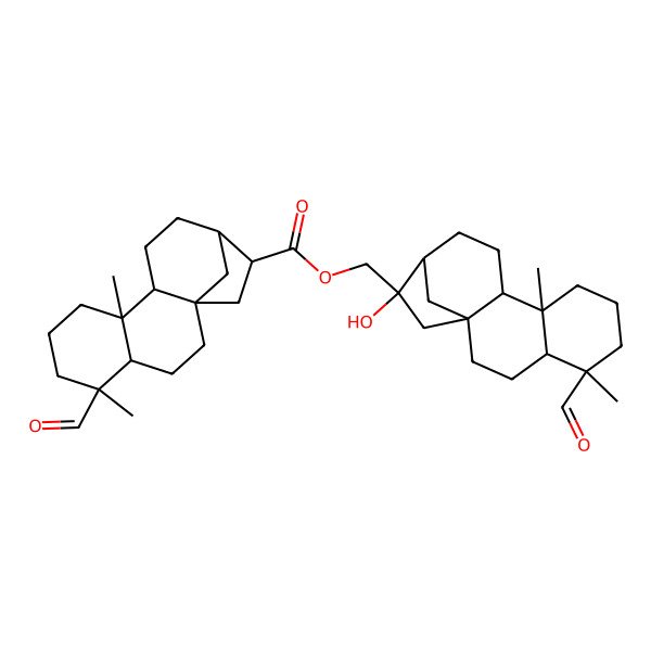 2D Structure of [(4S,5R,9S,10R,13R,14S)-5-formyl-14-hydroxy-5,9-dimethyl-14-tetracyclo[11.2.1.01,10.04,9]hexadecanyl]methyl (1R,4S,5R,9S,10R,13R,14R)-5-formyl-5,9-dimethyltetracyclo[11.2.1.01,10.04,9]hexadecane-14-carboxylate