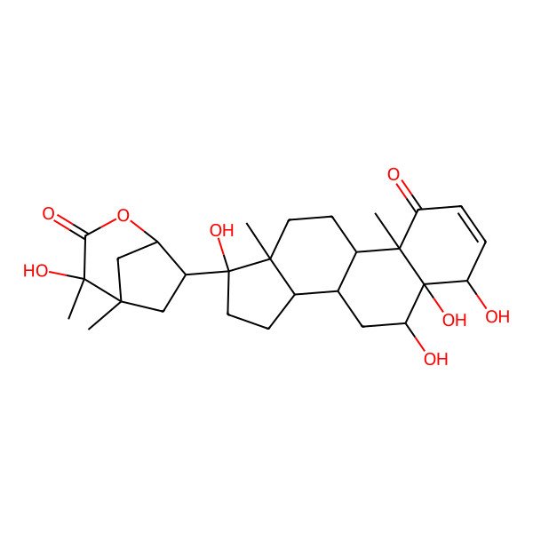 2D Structure of 4-Hydroxy-4,5-dimethyl-7-(4,5,6,17-tetrahydroxy-10,13-dimethyl-1-oxo-4,6,7,8,9,11,12,14,15,16-decahydrocyclopenta[a]phenanthren-17-yl)-2-oxabicyclo[3.2.1]octan-3-one