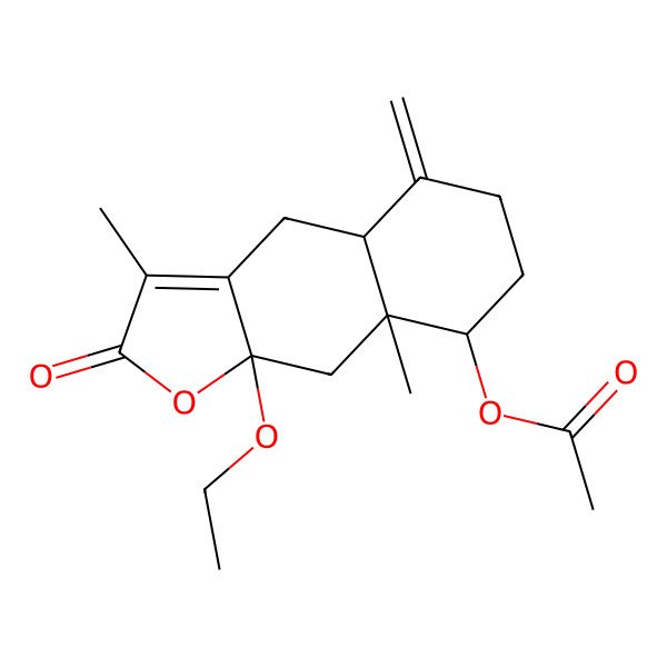 2D Structure of (9a-Ethoxy-3,8a-dimethyl-5-methylidene-2-oxo-4,4a,6,7,8,9-hexahydrobenzo[f][1]benzofuran-8-yl) acetate