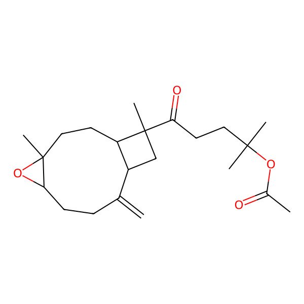 2D Structure of [5-(4,12-Dimethyl-9-methylidene-5-oxatricyclo[8.2.0.04,6]dodecan-12-yl)-2-methyl-5-oxopentan-2-yl] acetate