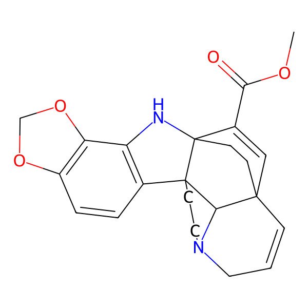 2D Structure of methyl (1S,12R,19S,24S)-5,7-dioxa-2,15-diazaheptacyclo[17.2.2.112,15.01,12.03,11.04,8.019,24]tetracosa-3(11),4(8),9,17,20-pentaene-21-carboxylate
