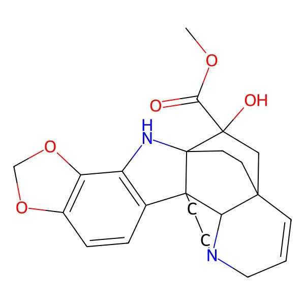 2D Structure of methyl (1S,12R,19R,21S,24S)-21-hydroxy-5,7-dioxa-2,15-diazaheptacyclo[17.2.2.112,15.01,12.03,11.04,8.019,24]tetracosa-3(11),4(8),9,17-tetraene-21-carboxylate