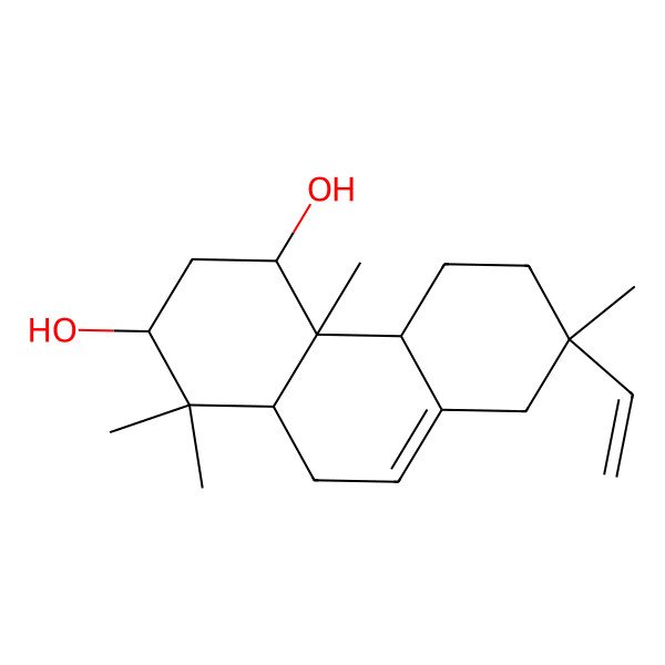 2D Structure of (2S,4R,4aR,4bS,7S,10aS)-7-ethenyl-1,1,4a,7-tetramethyl-3,4,4b,5,6,8,10,10a-octahydro-2H-phenanthrene-2,4-diol