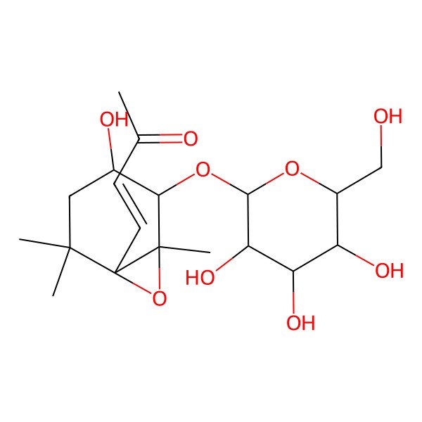 2D Structure of 4-[4-Hydroxy-2,2,6-trimethyl-5-[3,4,5-trihydroxy-6-(hydroxymethyl)oxan-2-yl]oxy-7-oxabicyclo[4.1.0]heptan-1-yl]but-3-en-2-one