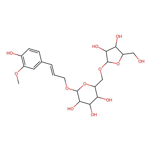 2D Structure of (2R,3S,4S,5R,6R)-2-[[(2R,3R,4R,5S)-3,4-dihydroxy-5-(hydroxymethyl)oxolan-2-yl]oxymethyl]-6-[(E)-3-(4-hydroxy-3-methoxyphenyl)prop-2-enoxy]oxane-3,4,5-triol