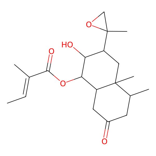 2D Structure of [(1S,2R,3S,4aR,5S,8aS)-2-hydroxy-4a,5-dimethyl-3-[(2R)-2-methyloxiran-2-yl]-7-oxo-1,2,3,4,5,6,8,8a-octahydronaphthalen-1-yl] (Z)-2-methylbut-2-enoate