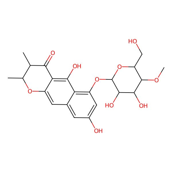 2D Structure of 6-[3,4-Dihydroxy-6-(hydroxymethyl)-5-methoxyoxan-2-yl]oxy-5,8-dihydroxy-2,3-dimethyl-2,3-dihydrobenzo[g]chromen-4-one