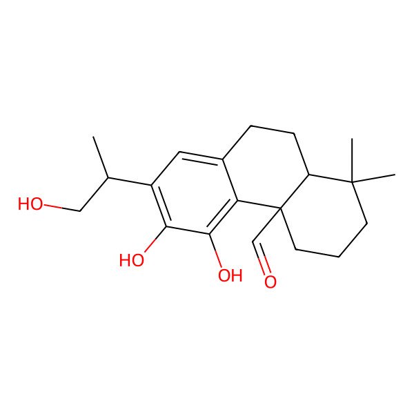 2D Structure of (4aR,10aS)-5,6-dihydroxy-7-[(2S)-1-hydroxypropan-2-yl]-1,1-dimethyl-2,3,4,9,10,10a-hexahydrophenanthrene-4a-carbaldehyde