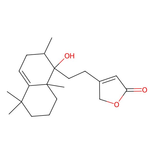 2D Structure of 3-[2-[(1R,2R,8aS)-1-hydroxy-2,5,5,8a-tetramethyl-3,6,7,8-tetrahydro-2H-naphthalen-1-yl]ethyl]-2H-furan-5-one