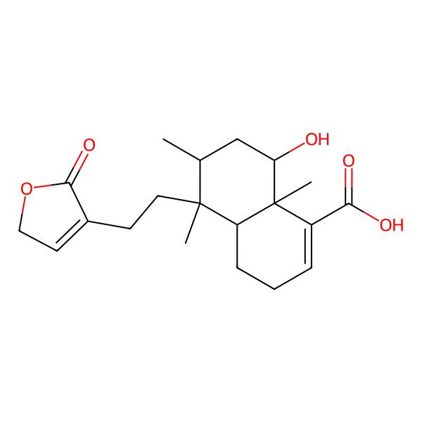 2D Structure of (5S,6R,8S,8aR)-8-hydroxy-5,6,8a-trimethyl-5-[2-(5-oxo-2H-furan-4-yl)ethyl]-3,4,4a,6,7,8-hexahydronaphthalene-1-carboxylic acid