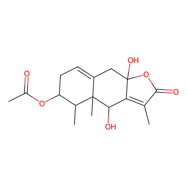 2D Structure of (4,9a-dihydroxy-3,4a,5-trimethyl-2-oxo-5,6,7,9-tetrahydro-4H-benzo[f][1]benzofuran-6-yl) acetate