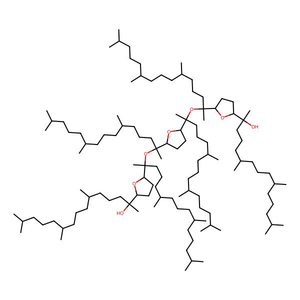 2D Structure of (6R,10R)-2-[(2R,5R)-5-[(6R,10R)-2-[(6R,10R)-2-[(2R,5R)-5-[(6R,10R)-2-[(6R,10R)-2-[(2R,5R)-5-[(6R,10R)-2-hydroxy-6,10,14-trimethylpentadecan-2-yl]oxolan-2-yl]-6,10,14-trimethylpentadecan-2-yl]oxy-6,10,14-trimethylpentadecan-2-yl]oxolan-2-yl]-6,10,14-trimethylpentadecan-2-yl]oxy-6,10,14-trimethylpentadecan-2-yl]oxolan-2-yl]-6,10,14-trimethylpentadecan-2-ol