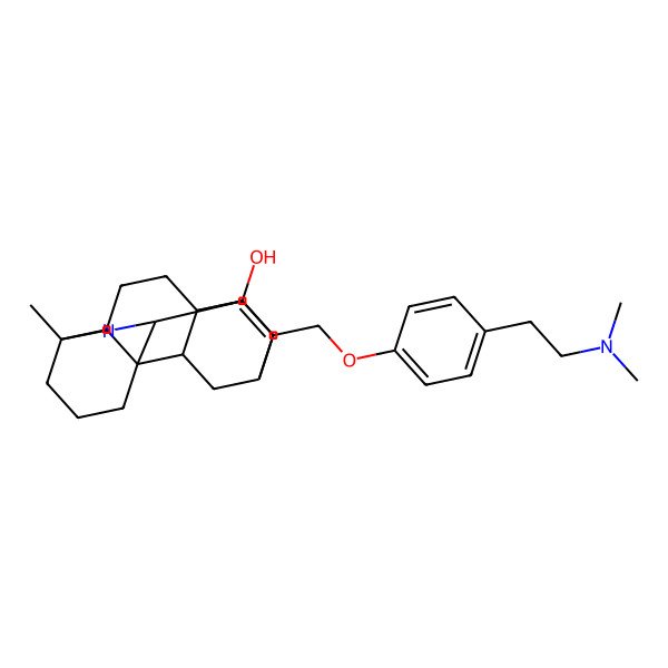 2D Structure of 12-[[4-[2-(Dimethylamino)ethyl]phenoxy]methyl]-5-methyl-7-azahexacyclo[9.6.2.01,8.05,17.09,14.014,18]nonadeca-6,12-dien-9-ol