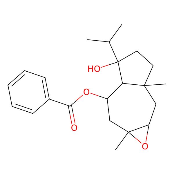 2D Structure of [(1aS,2aR,5R,5aS,6S,7aR)-5-hydroxy-2a,7a-dimethyl-5-propan-2-yl-2,3,4,5a,6,7-hexahydro-1aH-azuleno[6,7-b]oxiren-6-yl] benzoate