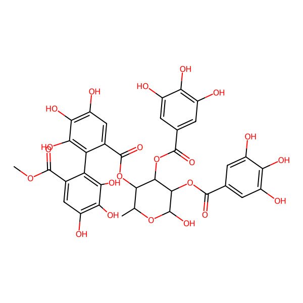 2D Structure of methyl 3,4,5-trihydroxy-2-[2,3,4-trihydroxy-6-[(2R,3R,4S,5R,6S)-6-hydroxy-2-methyl-4,5-bis[(3,4,5-trihydroxybenzoyl)oxy]oxan-3-yl]oxycarbonylphenyl]benzoate
