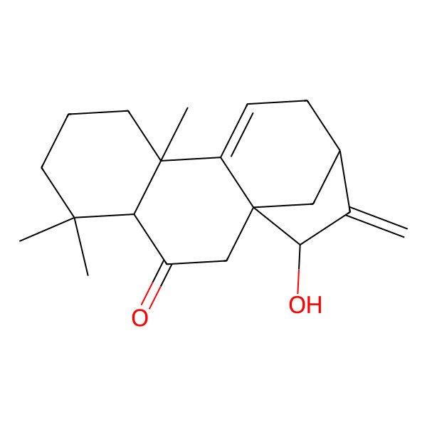 2D Structure of (1S,4R,9R,13R,15R)-15-hydroxy-5,5,9-trimethyl-14-methylidenetetracyclo[11.2.1.01,10.04,9]hexadec-10-en-3-one