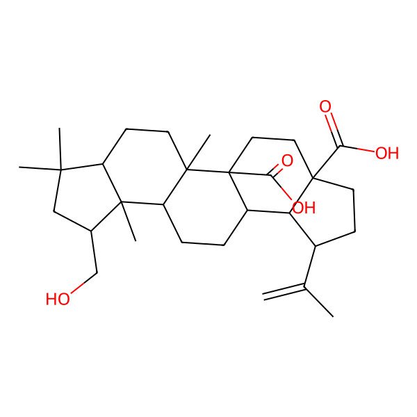 2D Structure of 8-(Hydroxymethyl)-2,6,6,9-tetramethyl-15-prop-1-en-2-ylpentacyclo[11.7.0.02,10.05,9.014,18]icosane-1,18-dicarboxylic acid