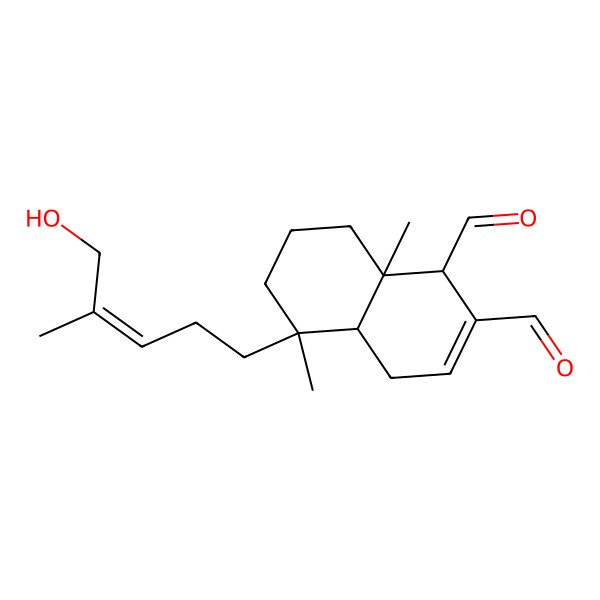 2D Structure of (1R,4aR,5S,8aS)-5-[(E)-5-hydroxy-4-methylpent-3-enyl]-5,8a-dimethyl-1,4,4a,6,7,8-hexahydronaphthalene-1,2-dicarbaldehyde