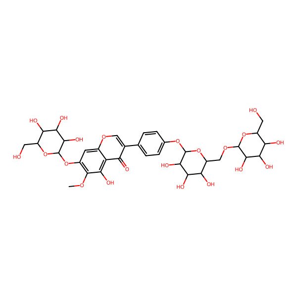 2D Structure of 5-hydroxy-6-methoxy-7-[(2S,3R,4S,5S,6R)-3,4,5-trihydroxy-6-(hydroxymethyl)oxan-2-yl]oxy-3-[4-[(2S,3R,4S,5S,6R)-3,4,5-trihydroxy-6-[[(2S,3R,4S,5S,6R)-3,4,5-trihydroxy-6-(hydroxymethyl)oxan-2-yl]oxymethyl]oxan-2-yl]oxyphenyl]chromen-4-one