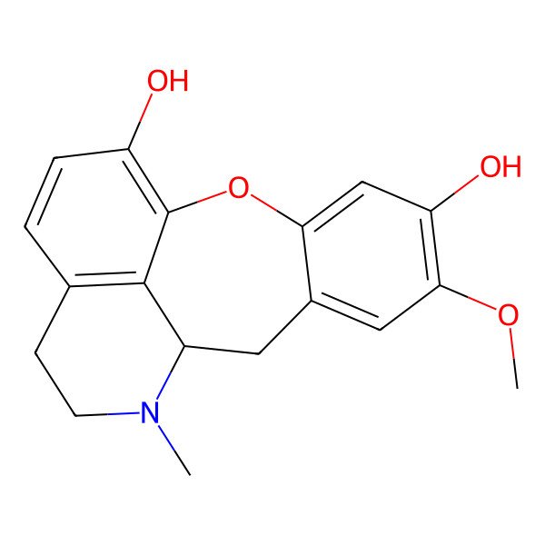 2D Structure of 6-Methoxy-11-methyl-2-oxa-11-azatetracyclo[8.7.1.03,8.014,18]octadeca-1(17),3,5,7,14(18),15-hexaene-5,17-diol
