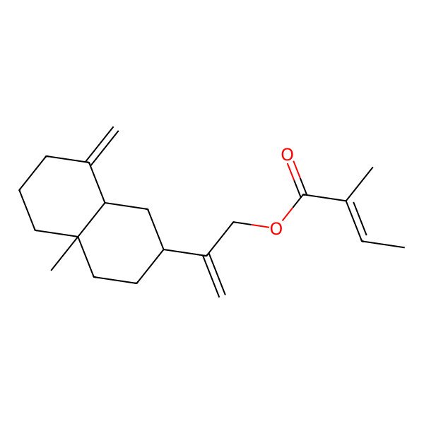 2D Structure of 2-[(2R,4aR,8aS)-4a-methyl-8-methylidene-1,2,3,4,5,6,7,8a-octahydronaphthalen-2-yl]prop-2-enyl (Z)-2-methylbut-2-enoate