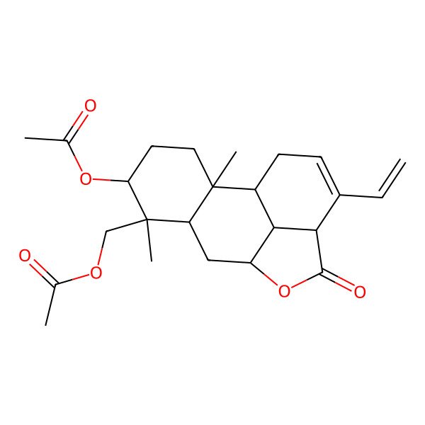2D Structure of [(1R,2S,5R,6S,7S,9R,12R,16S)-5-acetyloxy-13-ethenyl-2,6-dimethyl-11-oxo-10-oxatetracyclo[7.6.1.02,7.012,16]hexadec-13-en-6-yl]methyl acetate