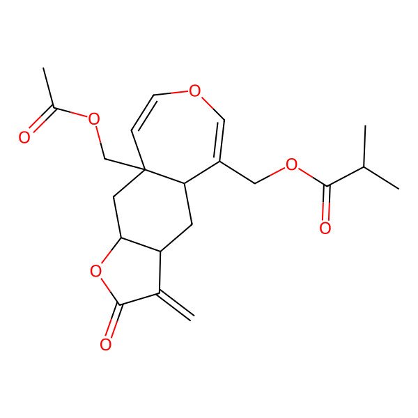 2D Structure of (9a-((Acetyloxy)methyl)-3-methylene-2-oxo-2,3,3a,4,4a,9a,10,10a-octahydrofuro[2,3-h][3]benzoxepin-5-yl)methyl 2-methylpropanoate