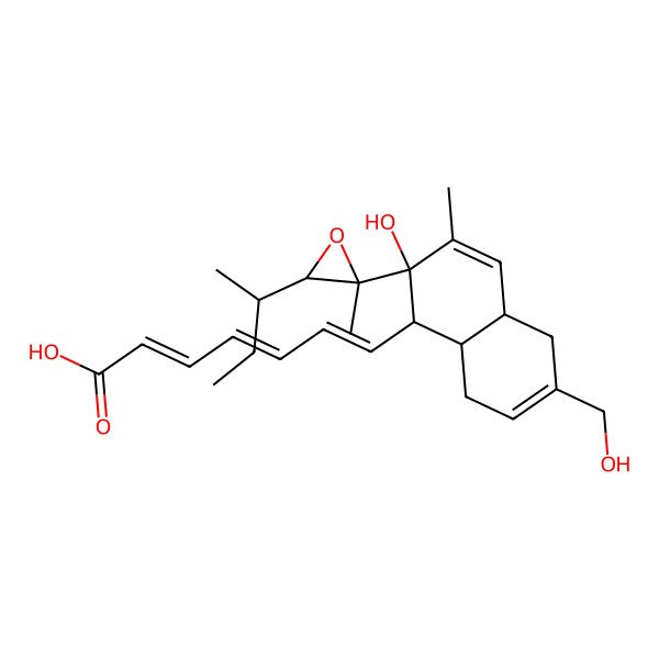 2D Structure of 7-[2-(3-butan-2-yl-2-methyloxiran-2-yl)-2-hydroxy-6-(hydroxymethyl)-3-methyl-4a,5,8,8a-tetrahydro-1H-naphthalen-1-yl]hepta-2,4,6-trienoic acid