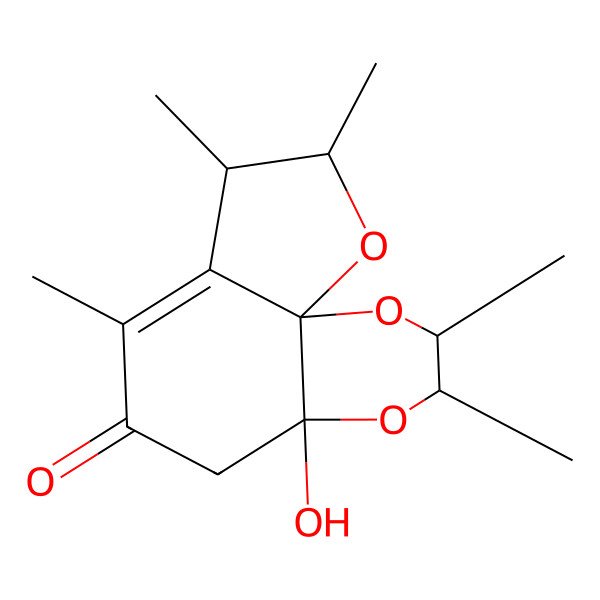 2D Structure of 4a-hydroxy-2,3,7,8,9-pentamethyl-3,5,8,9-tetrahydro-2H-furo[3,2-i][1,4]benzodioxin-6-one