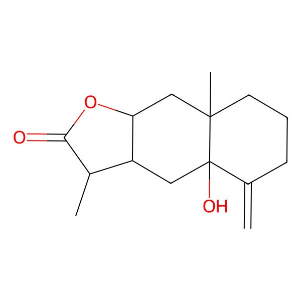 2D Structure of 4a-Hydroxy-3,8a-dimethyl-5-methylidene-3,3a,4,6,7,8,9,9a-octahydrobenzo[f][1]benzofuran-2-one