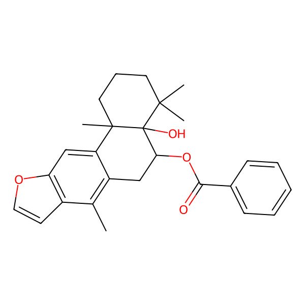 2D Structure of (4a-hydroxy-4,4,7,11b-tetramethyl-2,3,5,6-tetrahydro-1H-naphtho[2,1-f][1]benzofuran-5-yl) benzoate