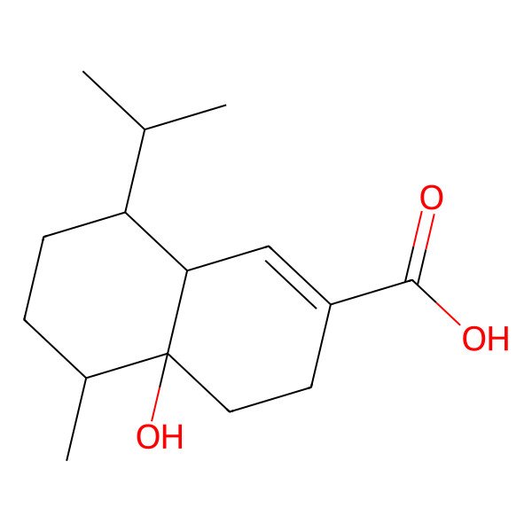 2D Structure of 4a-hydroxy-5-methyl-8-propan-2-yl-4,5,6,7,8,8a-hexahydro-3H-naphthalene-2-carboxylic acid