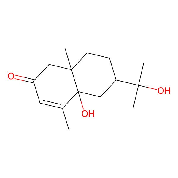 2D Structure of 4a-hydroxy-6-(2-hydroxypropan-2-yl)-4,8a-dimethyl-5,6,7,8-tetrahydro-1H-naphthalen-2-one 2D Structure of 4a-hydroxy-6-(2-hydroxypropan-2-yl)-4,8a-dimethyl-5,6,7,8-tetrahydro-1H-naphthalen-2-one