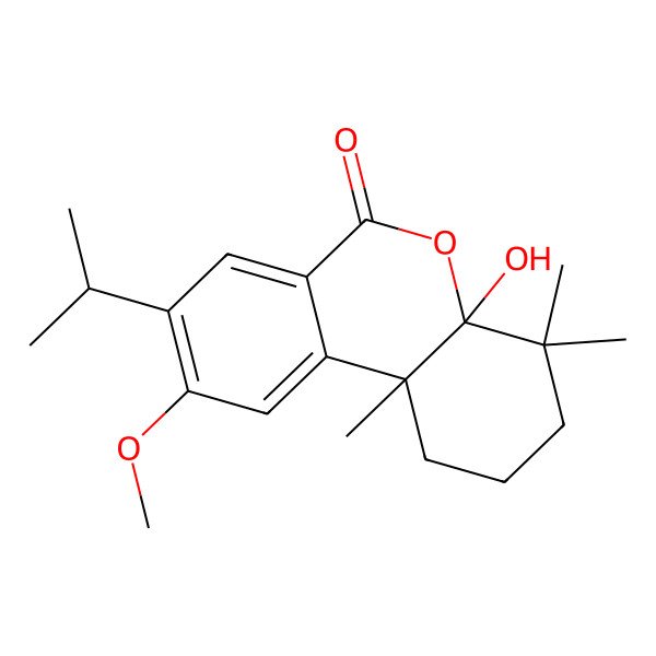 2D Structure of 4a-hydroxy-9-methoxy-4,4,10b-trimethyl-8-propan-2-yl-2,3-dihydro-1H-benzo[c]chromen-6-one